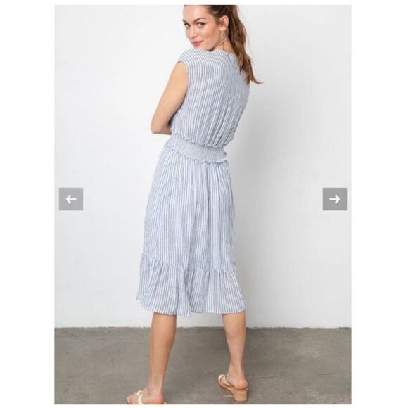 NWT Rails Ashlyn Fremont Stripe navy blue midi dress weekend XS - Picture 2 of 11